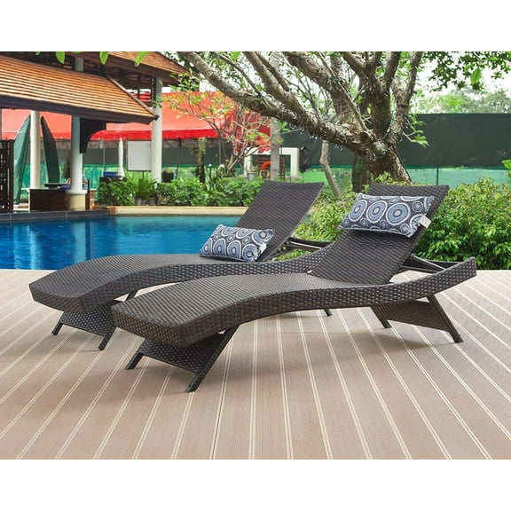 EDYO Living 2-Piece Outdoor Chaise Lounge Set - Brown PE Wicker and Weatherproof