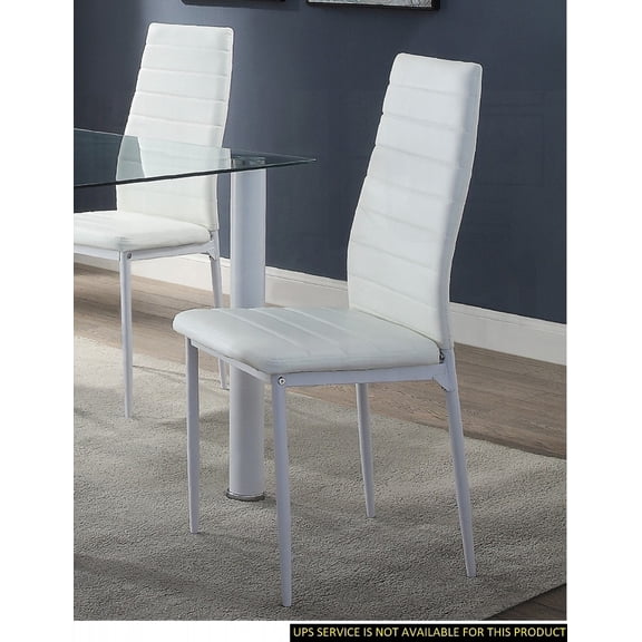 Modern 2-Piece White Metal Dining Chairs with Faux Leather - Perfect for Daily Meals