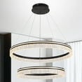 thumbnail image 1 of Modern 2-Ring Black LED Chandelier, 31.4 inch Dimmable Pendant Light with Remote, Adjustable Height Ceiling Fixture for Kitchen Island, Dining Room, 1 of 7