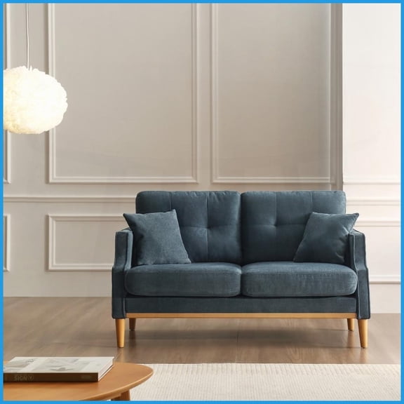 Modern 2-Seater Loveseat  Waterproof Polyester, USB Port, 2 Pillows for Living Room Bedroom Office