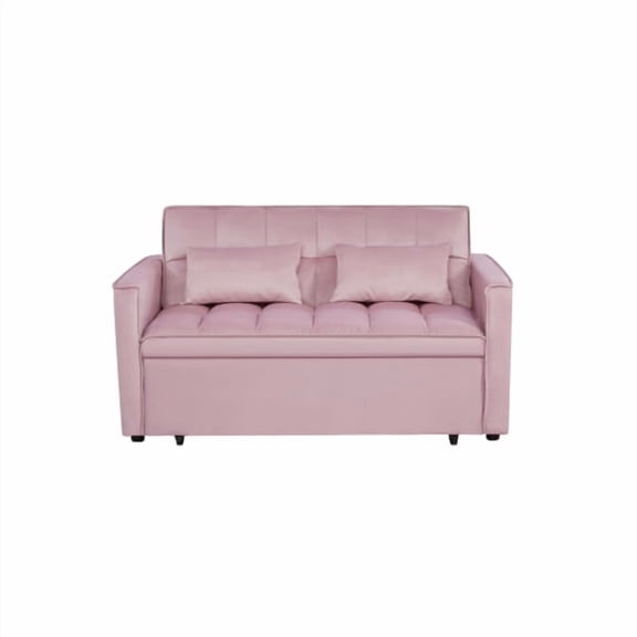 Modern 2-Seater Sofa, 54" Pull-Out Sleeper Sofa Bed for Living Room,Pink