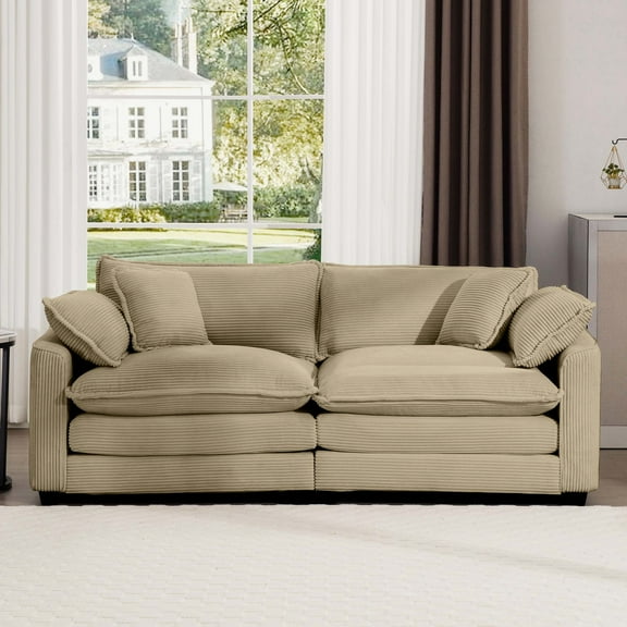 Modern 2 Tan Corduroy , With 4 Pillows, Elevating Room Style Living Tan, Removable And Pillows