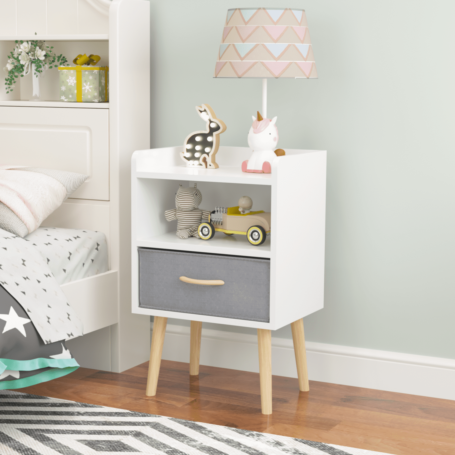 Modern 2-Tier Collapsible Fabric Drawer Nightstand with Space-Saving ...