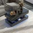 thumbnail image 1 of Modern 2-Tier High-gloss Surface LED Coffee Table, with 16 Color Options and 4 Lighting Modes, Stylish Glass Top Design, with Anti-Scratch Feet & Silent Slide Storage, Black, 1 of 8