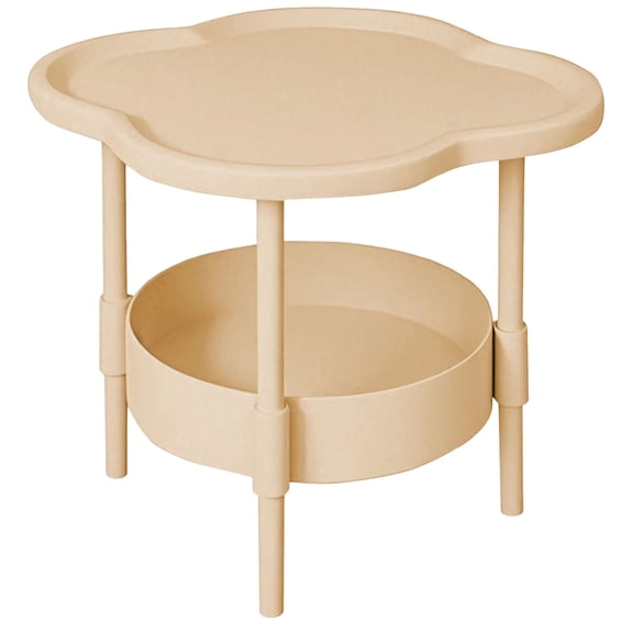 Modern 2 Tier Round Side Table End Table with Removable Tray Plastic Nightstand Outdoor Patio Table Bedside Storage Stand for Living Room Bedroom Balcony by WUYVCG