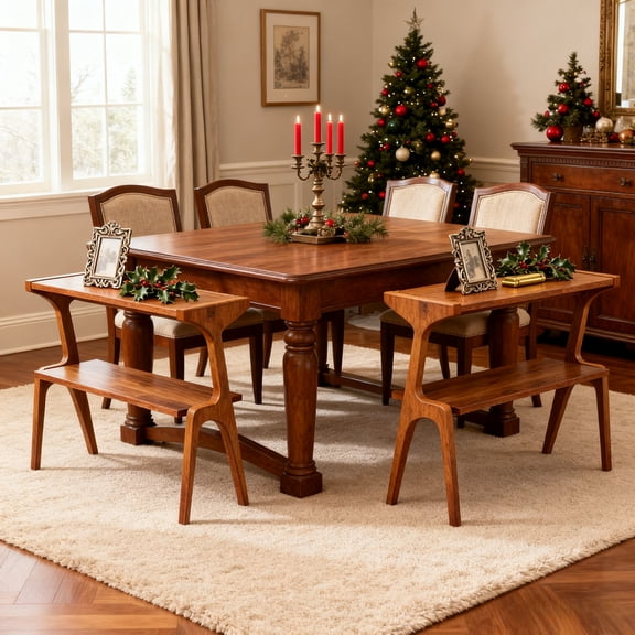 Modern 2-Tier Solid Wood Side Table 2PC, Slim Tall End Table With Storage Shelves, Narrow Couch Side Table For Living Room, Skinny Bedside Nightstand For Bedroom, Cherry