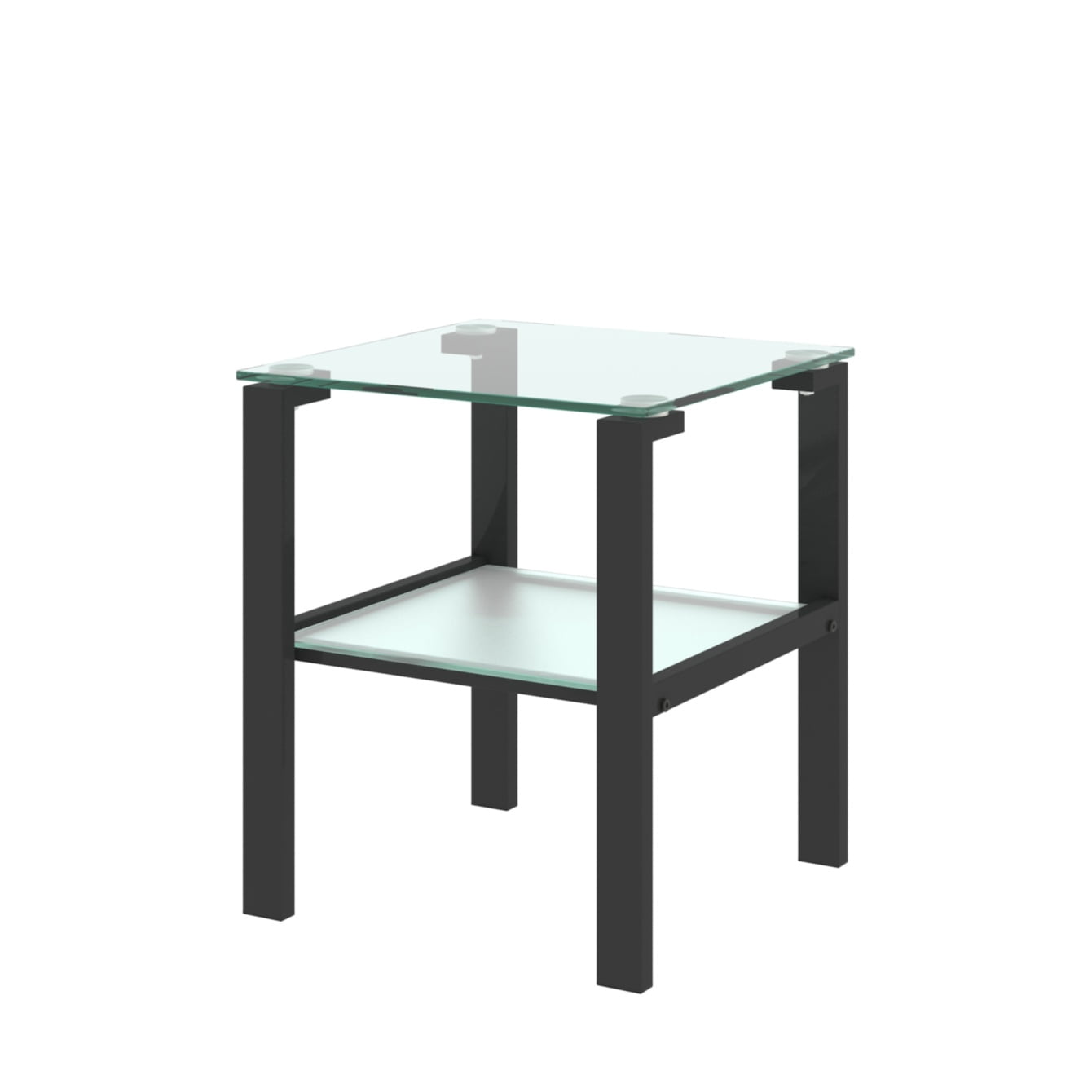 Tempered Glass End Table with Storage - 2-Layer Design