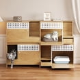 Modern 2-in-1 Cat Furniture Set Cat Litter Box Enclosure Side Table Cat ...