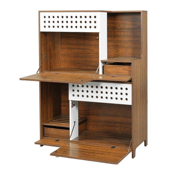 Modern 2-in-1 Cat Litter Box Enclosure & Side Table with Storage, Hidden Cat Furniture for 2 Small/Medium Cats, Space-Saving Home Decor,Brown