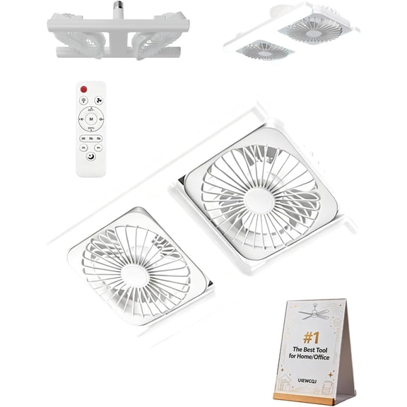 Modern 2-in-1 LED Ceiling Fan Light, Twin Window Fans for Home Bedroom, Double Head Ceiling Fan LED Light, Remote Control, Adjustable Angle, Quiet Copper Motor, Easy Install(White)