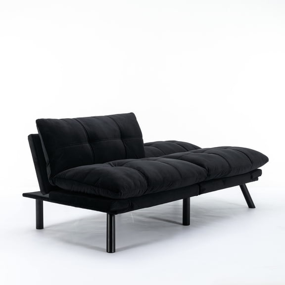 Modern 2-seater Black Sofa Bed with 150° Backrest Adjustment / Suitable for Small Apartments