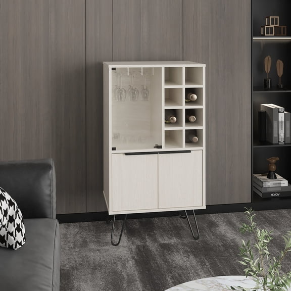 Modern 23.5 - inch Wide Bar Cabinet with Multiple Compartments for Dining Room Organization