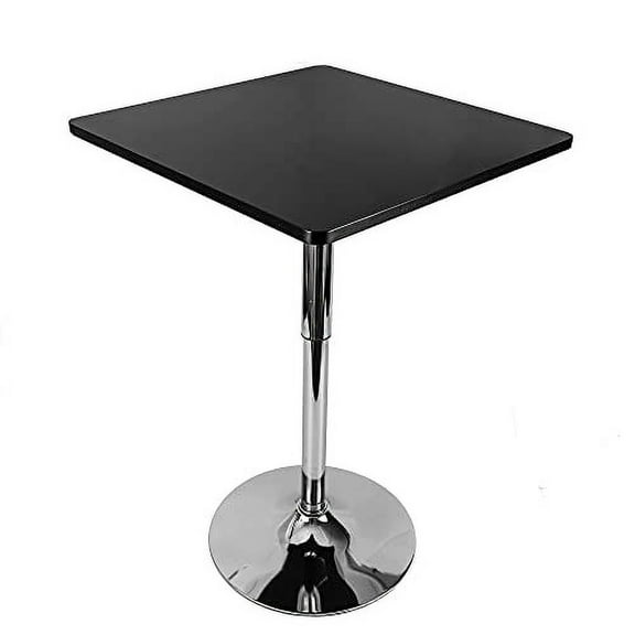 Modern 23.6" Square Bar Table, 21.3"-29.5" Height Adjustable Cocktail Table 360 Swivel Bar Bistro Pub Cafe Counter Party Event Table