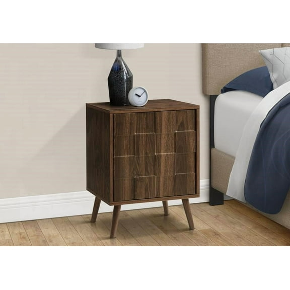 Modern 23" High Accent Table with Storage, Walnut Laminate
