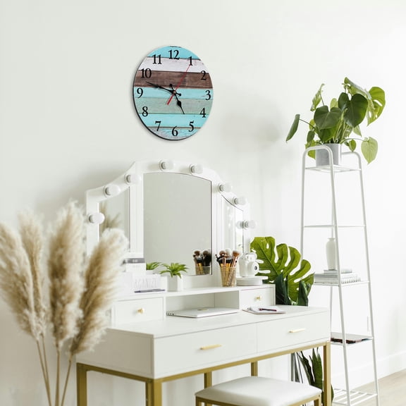 Modern 24-Hour Wall Clock, Density Board, Minimalist Pattern for Home Decor