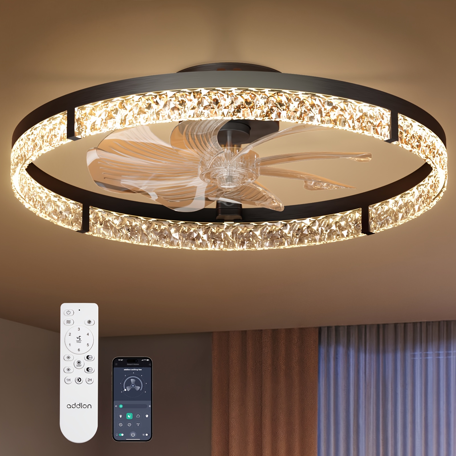 Modern 24 Low Profile Ceiling Fan With Light Remote APP Modern 24 Low Profile Ceiling Fan With Light Remote APP