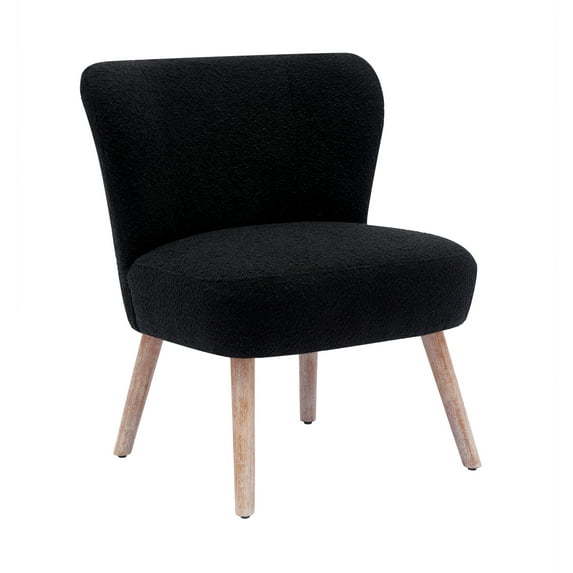 Modern 25" Wide Wingback Accent Chair with Water and Stain Resistant Boucle Upholstered Fabric, Black