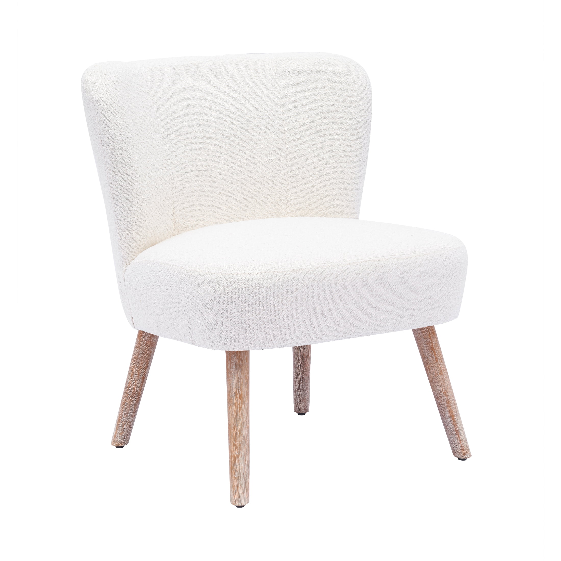 Modern 25" Wide Wingback Accent Chair with Water and Stain Resistant Boucle Upholstered Fabric, Cream