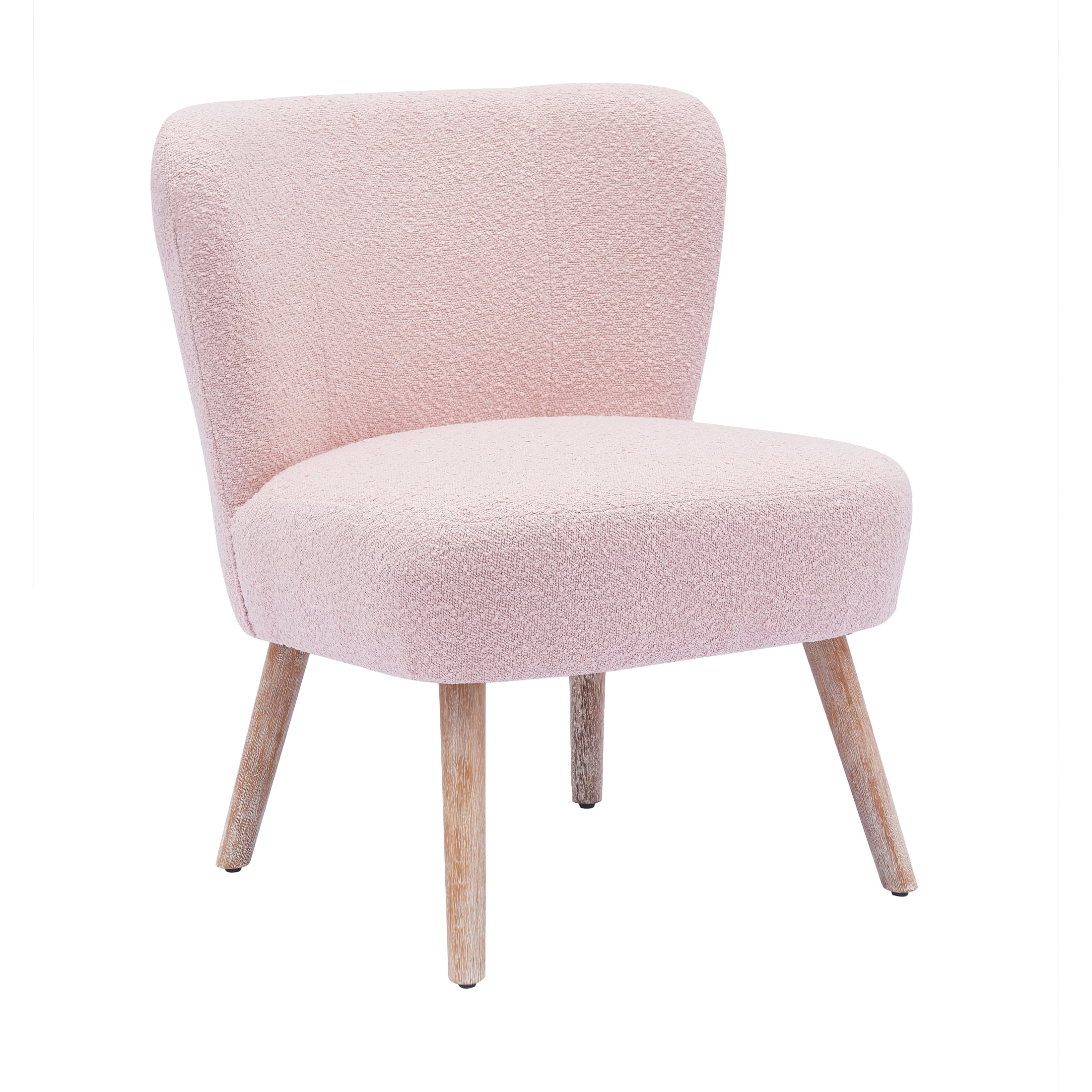 Modern 25" Wide Wingback Accent Chair with Water and Stain Resistant Boucle Upholstered Fabric, Dusty Peach