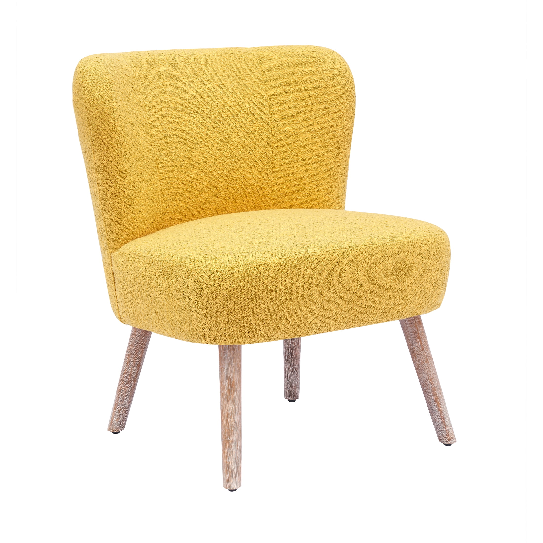 Modern 25" Wide Wingback Accent Chair with Water and Stain Resistant Boucle Upholstered Fabric, Mustard