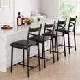 thumbnail image 1 of Modern 26-Inch Bar Stools Set – Counter Height Dining Chairs with Backrest, Thick Padded PU Leather Seat, Sturdy Metal Frame & Footrest, Waterproof, Ideal for Kitchen Island, Bar,  Set of 4, 1 of 9