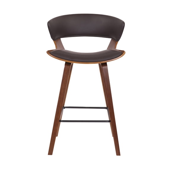 Modern 26-Inch Counter Height Bar Stool - Wood & Faux Leather