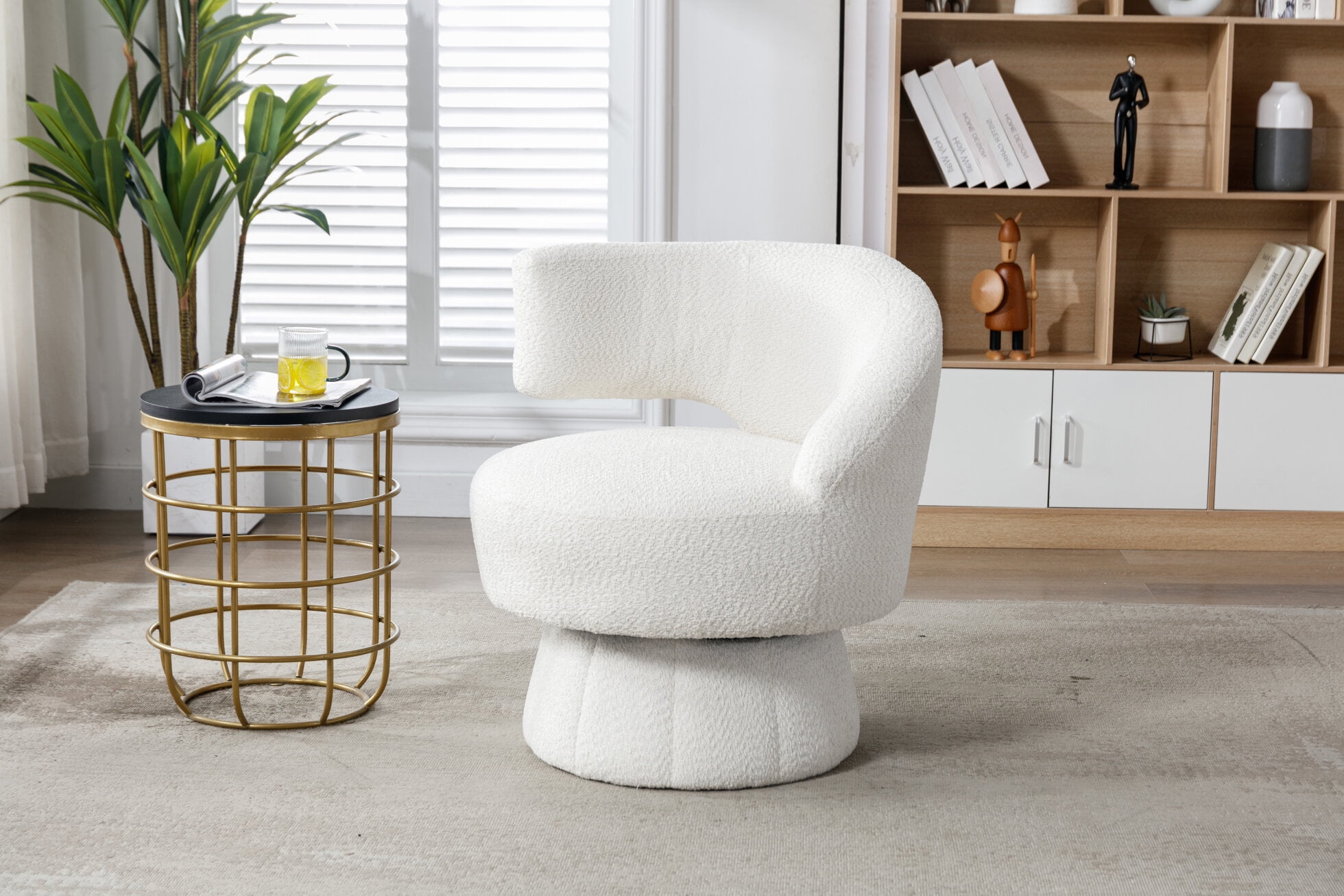 Modern 27.16 Inch Barrel Single Armchairs , 360°Swivel Round Accent ...