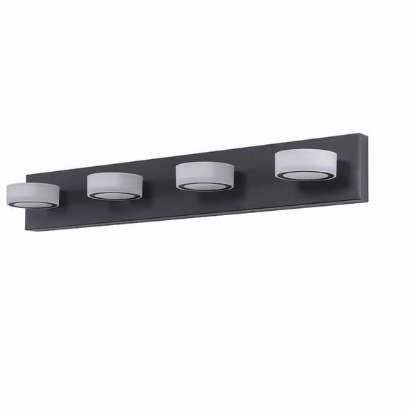 Modern 29" LED Vanity Light, Black 4-Light Wall Mounted Bathroom Light Fixture with Acrylic for Mirror, Sink, and Shower Room Decor