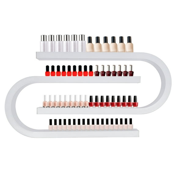 Modern 2x U-shaped Nail Polish Racks Wall Mounted Nail Polish Shelf Stand Display Rack Holder Varnish Nail Salon Shop White