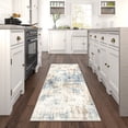 thumbnail image 1 of Chelsea Contemporary Abstract 2'3'' x 7'3'' Navy and Blue Polypropylene Indoor Runner Rug, 2' x 7', 1 of 8