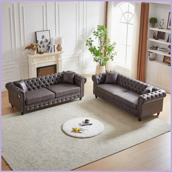 Modern 3+3 Seater Combo Sofa with Tech Fabric & Solid Wood Frame - Ideal for Living Room/Office