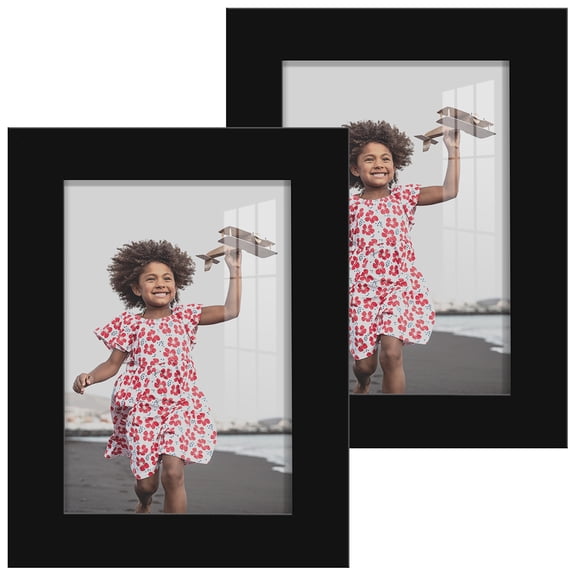 Modern 3.5 in. x 5 in. Black Picture Frame (Set of 2)