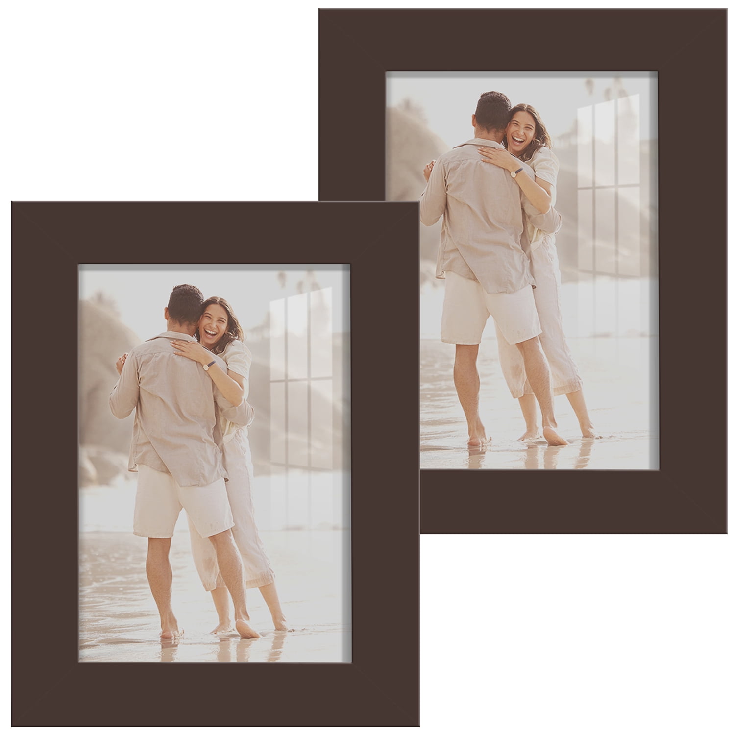 Modern 3.5 in. x 5 in. Brown Picture Frame (Set of 2)