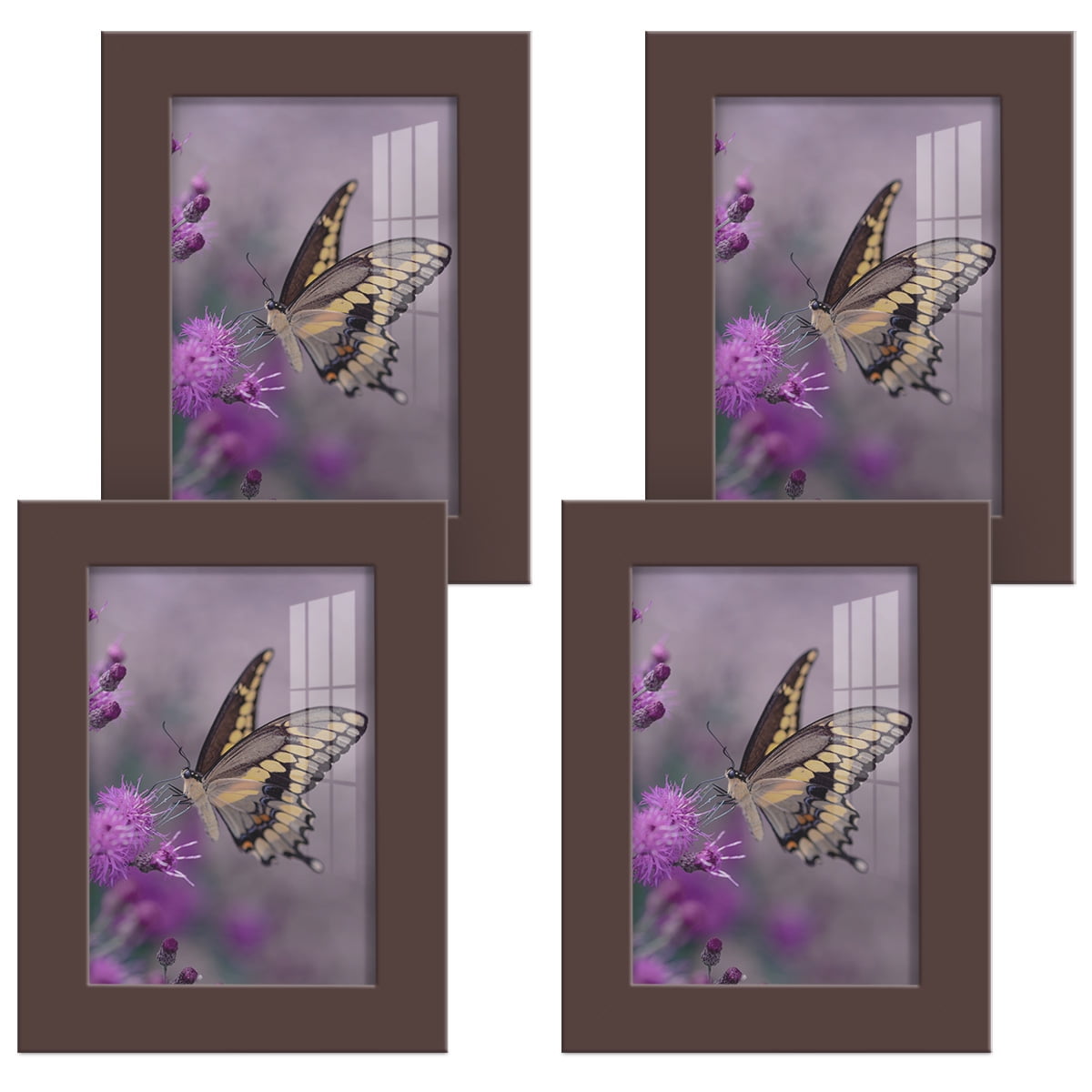 Modern 3.5 in. x 5 in. Brown Picture Frame (Set of 4)