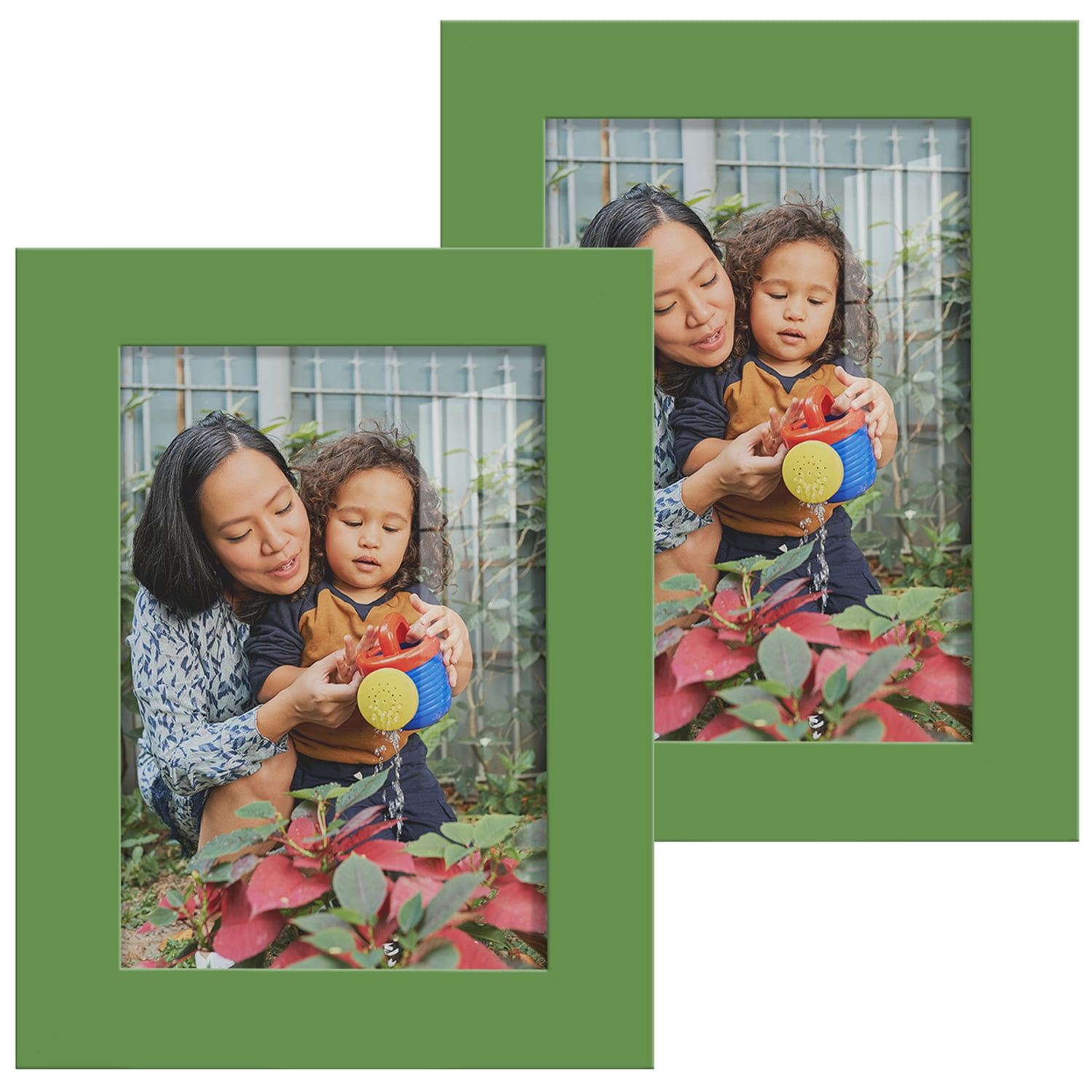 Modern 3.5 in. x 5 in. Green Picture Frame (Set of 2)