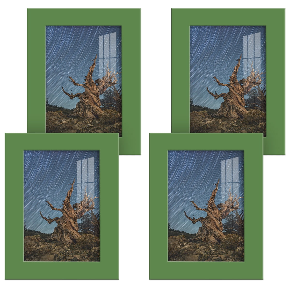Modern 3.5 in. x 5 in. Green Picture Frame (Set of 4)