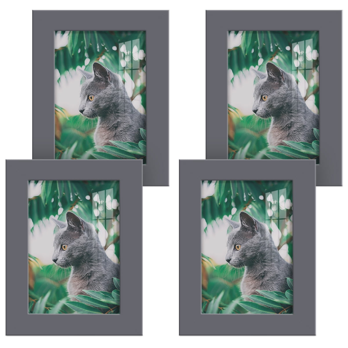 Modern 3.5 in. x 5 in. Grey Picture Frame (Set of 4)