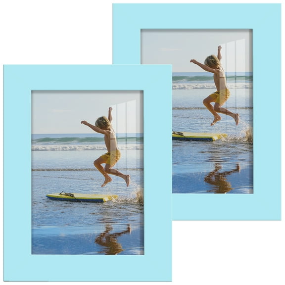 Modern 3.5 in. x 5 in. Light Blue Picture Frame (Set of 2)