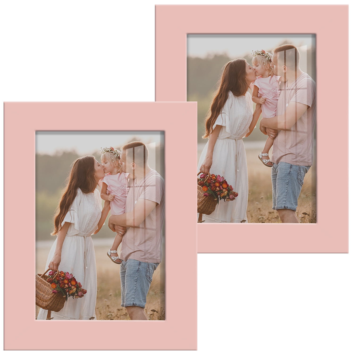 Modern 3.5 in. x 5 in. Pink Picture Frame (Set of 2)