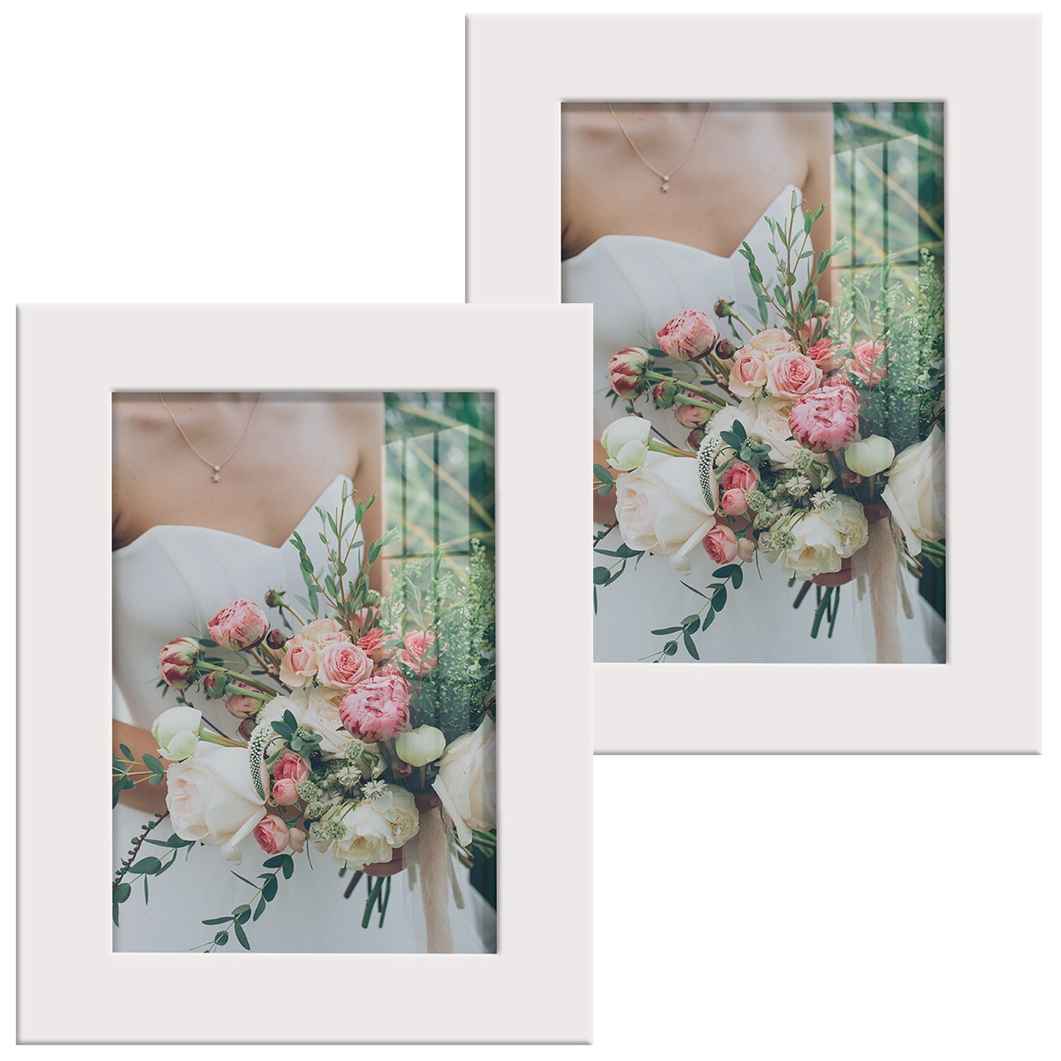 Modern 3.5 in. x 5 in. White Picture Frame (Set of 2)