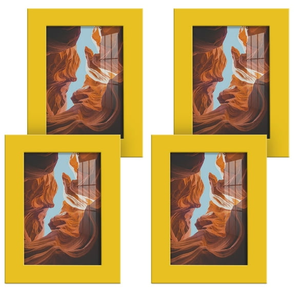 Modern 3.5 in. x 5 in. Yellow Picture Frame (Set of 4)