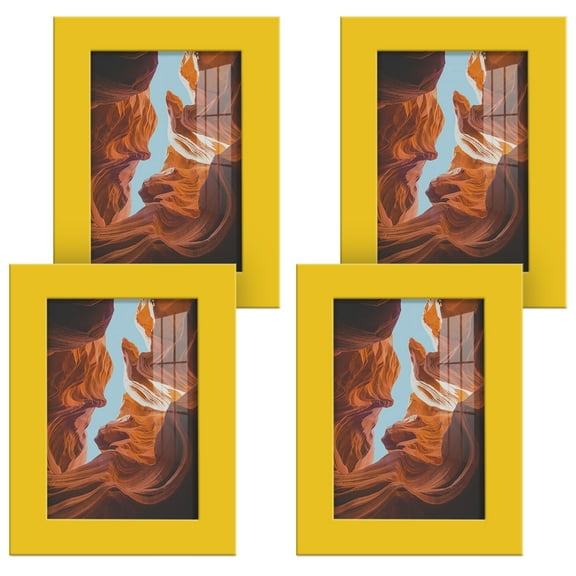 Modern 3.5 in. x 5 in. Yellow Picture Frame (Set of 4)