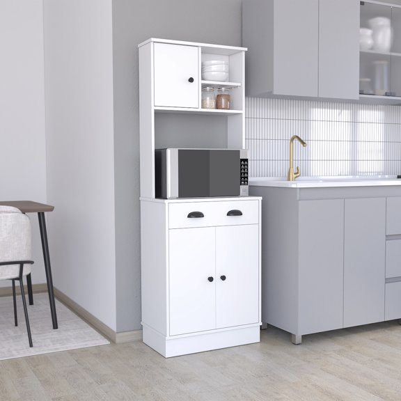 Modern 3-Door Kitchen Pantry, Multicolor, Double Side Shelves / Additional Display Space