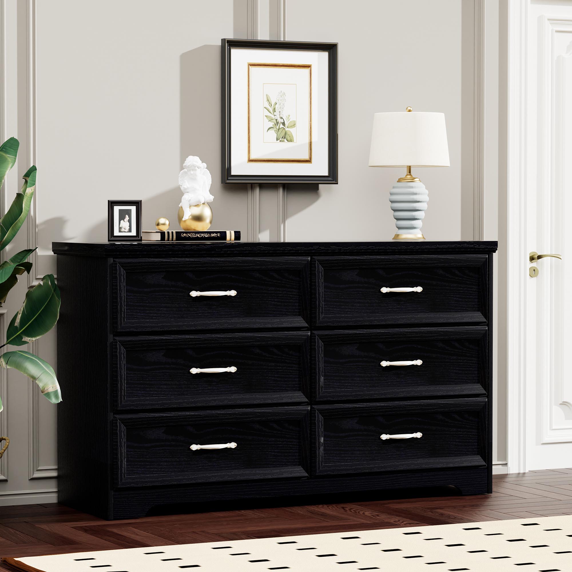 Modern 3 Drawer Bedroom Chest of Drawers with 6 Drawers Dresser