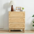thumbnail image 1 of Modern 3 Drawer Dresser, Wood Chest of Drawers, Nightstand for Bedroom, Contemporary Three Drawer Dresser (Natural), 1 of 18