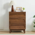 thumbnail image 1 of Modern 3 Drawer Dresser, Wood Chest of Drawers, Nightstand for Bedroom, Contemporary Three Drawer Dresser (Walnut), 1 of 9