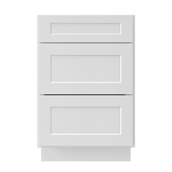 Modern 3-Drawer Kitchen Base Cabinet, Soft-Close Pots & Pans Storage 24" Widths White