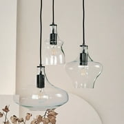 Modern 3-Light Glass Pendant, Stylish Industrial Clear Glass Ceiling Light, Minimalist Triple Glass Ceiling Hanging Light Fixture, Contemporary Ceiling Pendant for Dining Room, Living Room, Bedroom