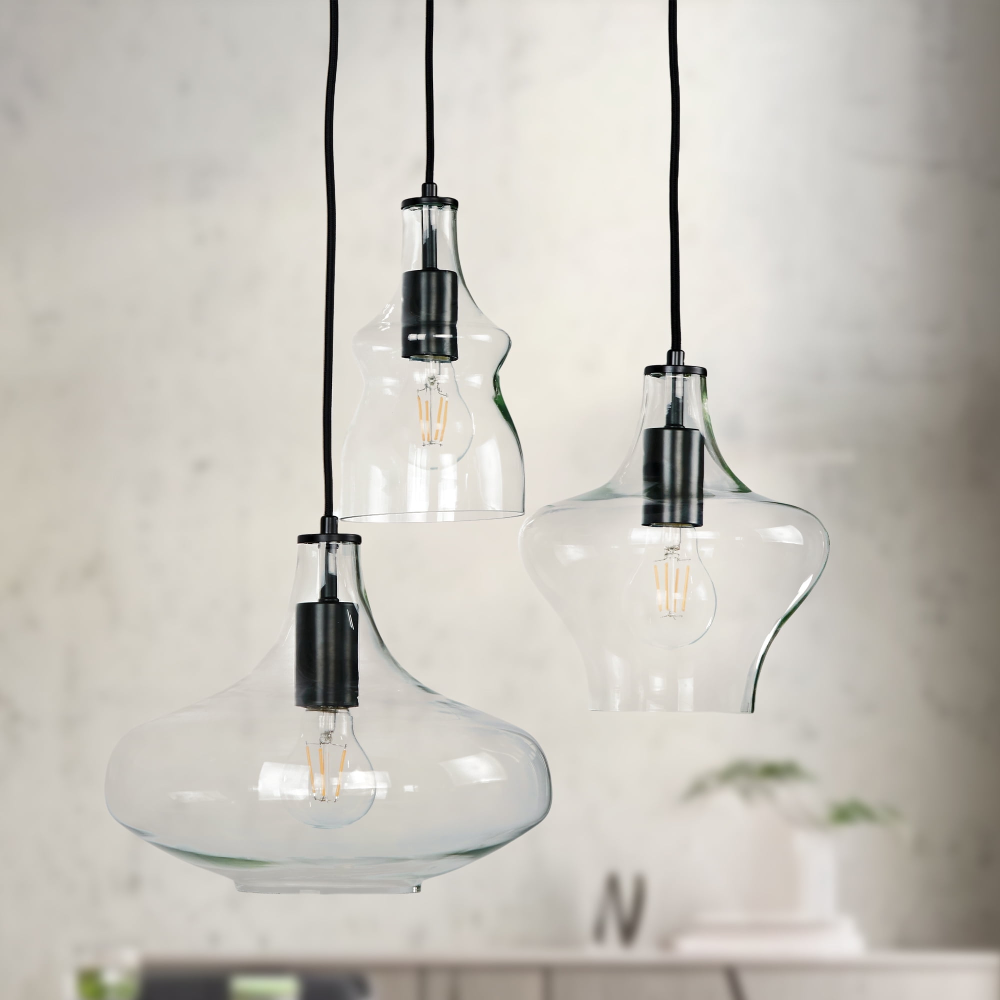 Retro Industry Farmhouse Screw Thread Clear Glass Pendant Light E27 Hanging Ceiling Lamp For Dining Room Bar Sink(Color