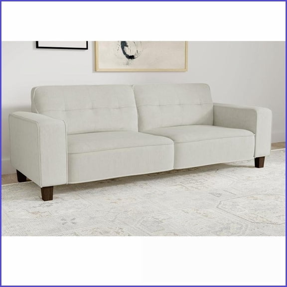 Modern 3-Person Greige Upholstered Tufted Back Sofa | 80.5 Wide Living Room Couch with Corduroy-Inspired Fabric